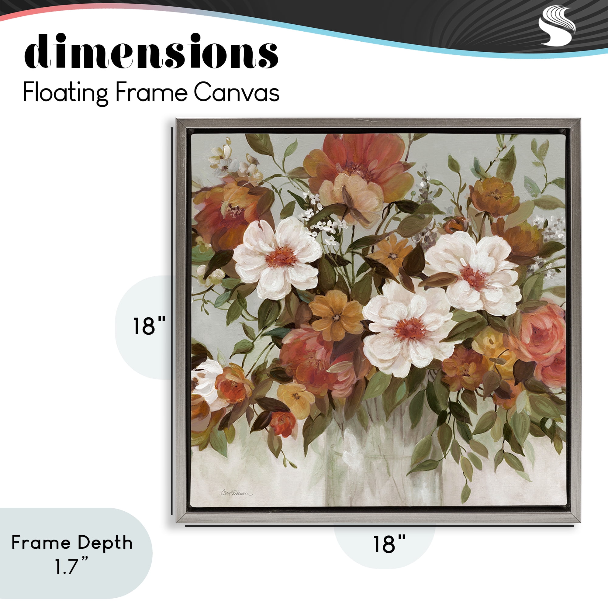 Stupell Industries Muted Vibe Bouquet Gray Framed Floater Canvas Wall Art, design by Carol Robinson