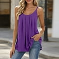 thumbnail image 2 of Kukoosong Women's Pleated Front Tank Tops, Adjustable Spaghetti Strap Flowy Camisole, Scoop Neck Loose Sleeveless Shirts for Summer Casual Layering, 2 of 6