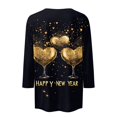 thumbnail image 4 of Women's Happy New Year Shirt 3/4 Sleeve Glitter Graphic Top Festive Holiday Party Wear, 4 of 5
