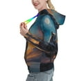 thumbnail image 2 of Daiia Moonlit Night Sky Wolf Pattern Women's Fashion Hoodies & Sweatshirts with Kangaroo Pocket Hooded Sweatshirt with Eye-catching Drawstrings-Small, 2 of 7