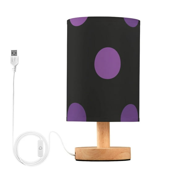 Purple Polka Dot Table Lamp for Desk Nightstand Lamp with USB Modern Gifts for Bedroom Living Room Kids Room