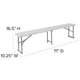 thumbnail image 2 of 10.25''W x 71''L Bi-Fold Granite White Plastic Bench with Carrying Handle, 2 of 9