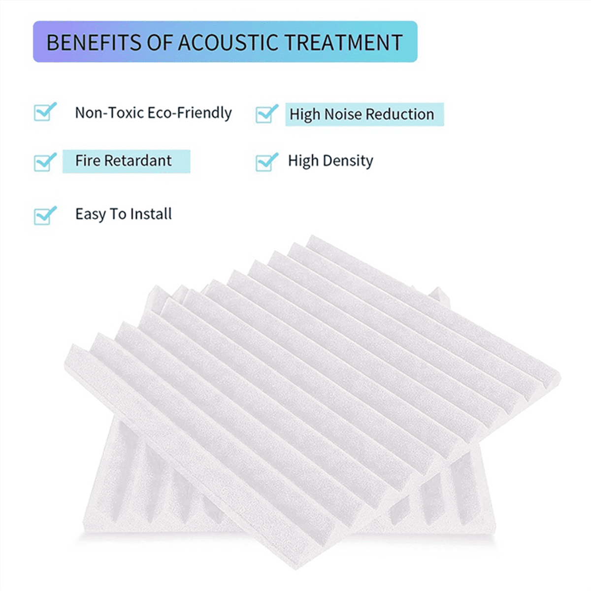 48Pcs Acoustic Foam Board,Studio Wedge Tile,Acoustic Soundproof Pyramid Studio Treatment Wall Panel,Etc,2.5X30X30cm