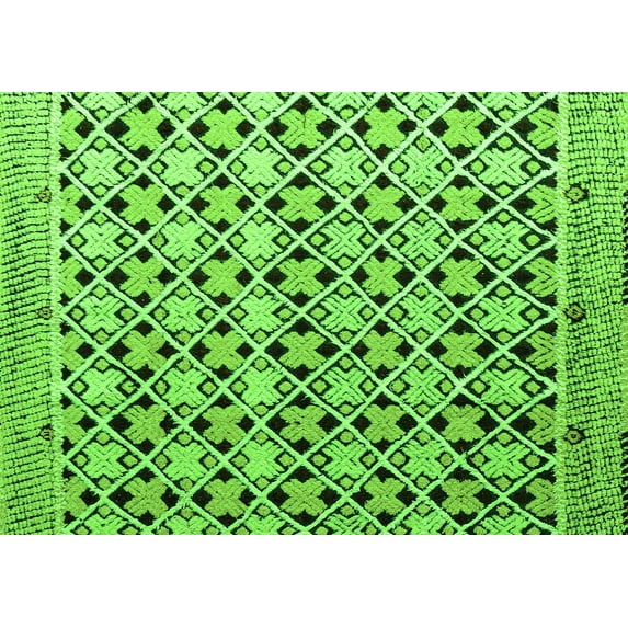Ahgly Company Indoor Rectangle Abstract Green Modern Area Rugs, 2' x 4'