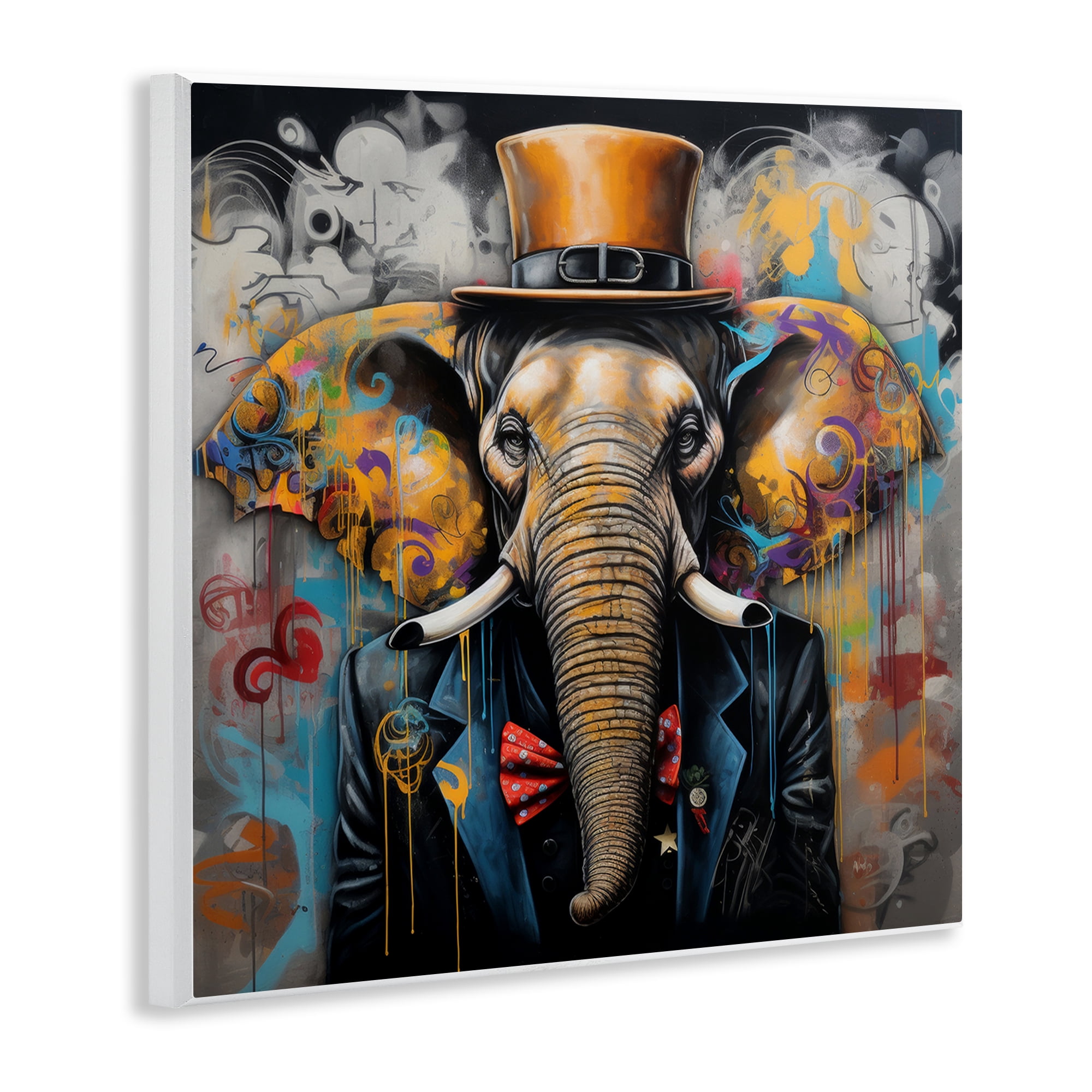 Stupell Industries Urban Graffiti Elephant Animals & Insects Painting Unframed Art Print Wall Art, 12 x 12