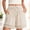 Beige, variant on Linen Shorts for Women Summer Beach High Waisted Drawstring Shorts Cutouts Boho Short Pants with Pockets