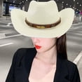 thumbnail image 3 of Sombrero de vaquero Yinane para mujer Unisex lechoso, 3 of 5