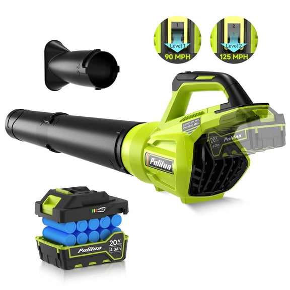 PULITUO Cordless Leaf Blower 500CFM 125MPH, High Power Axial Fan, 4.0Ah Batteries & Fast Charger, Lightweight Variable Speed Battery Blower for Lawn Care, Yard, Patio, Leaves