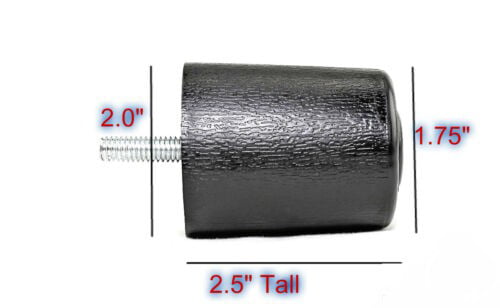 ProFurnitureParts 2 1/2" Black Round Sofa Leg W/Bolt HDPE Plastic Set of 4 