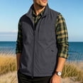 thumbnail image 2 of Zysthvn Cargo Jackets for Men for Winter Lightweight Full Zip Athletic Mens Vest with Pockets Solid Outdoor Lapel Jackets, Gray XS, 2 of 10