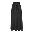thumbnail image 6 of asdoklhq Womens Plus Size Clearance Dresses Under $15Women Solid Color High Waist Pleated A Line Long Skirt Front Slit Belted Maxi, 6 of 7
