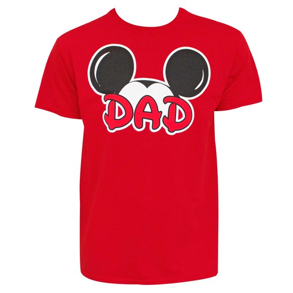 Mickey Mouse Dad Ears Men's Red T-Shirt-Medium
