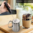thumbnail image 5 of (Negro) Espumador de leche eléctrico, mini batidor con motor de 14000 RPM, mezclador de bebidas con batidor de acero inoxidable, alimentado por 2 pilas AA, para café, latte, capuchino, chocolate calie, 5 of 5
