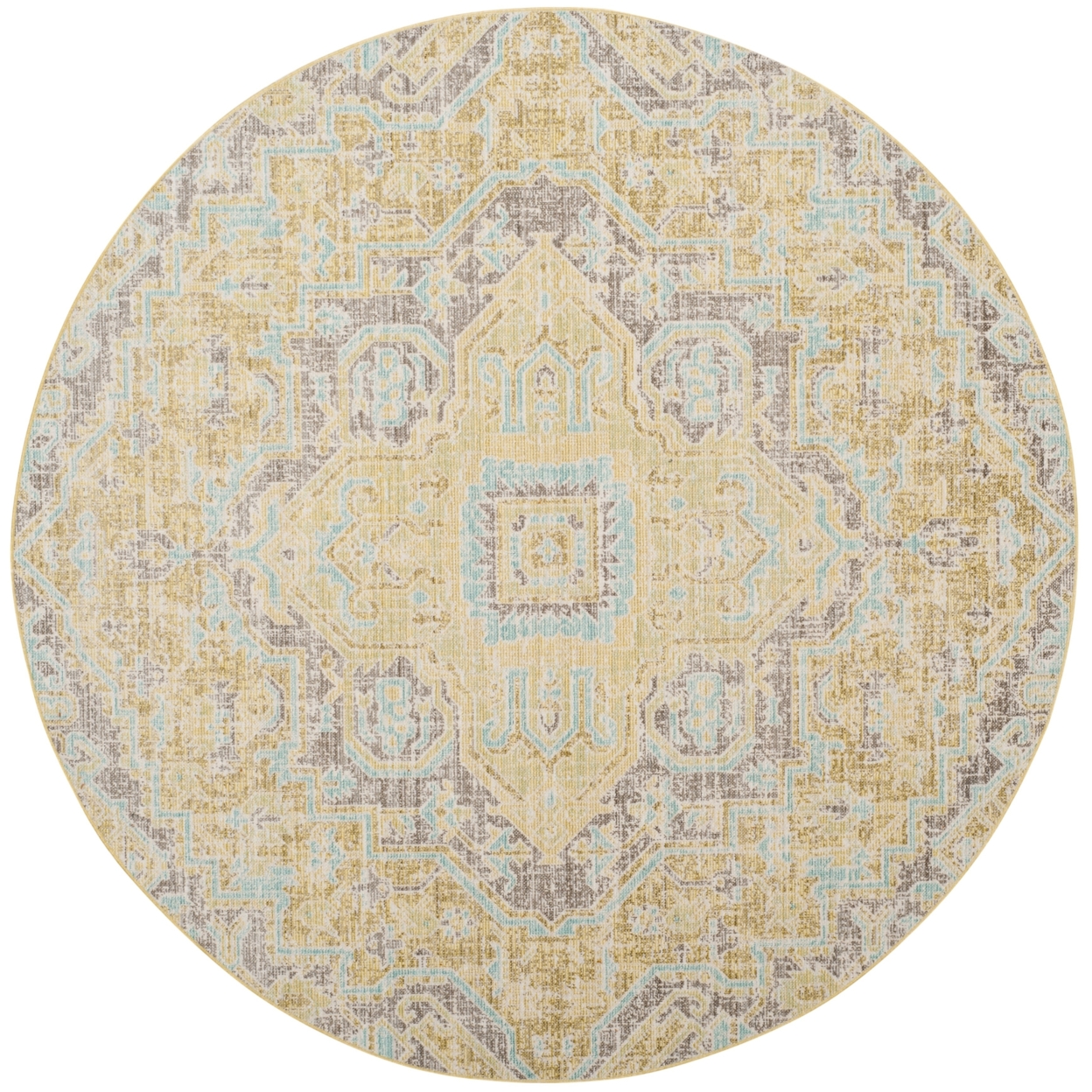 SAFAVIEH Windsor Daquan Traditional Area Rug, Light Grey/Lime, 9' x 13'