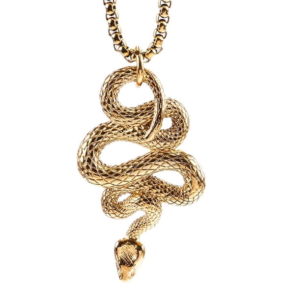 Retro Vintage Stainless Steel Snake Style Statement Cocktail Party Pendant Necklace