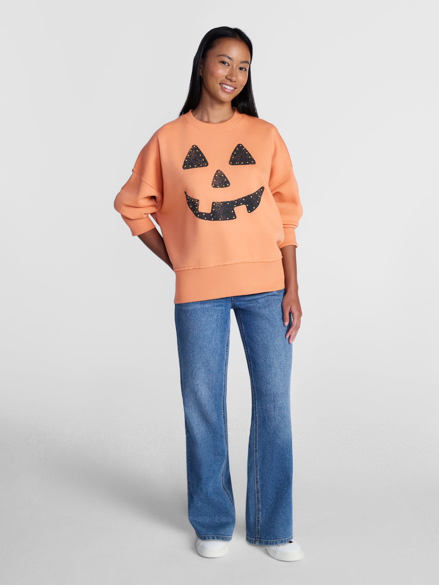 Women's Halloween Jack O Jewels Graphic Fleece from Way to Celebrate, Sizes S-4X