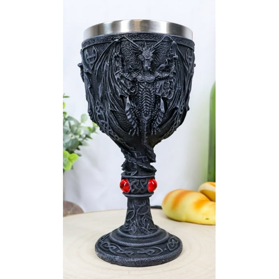 Ebros Large Winged Demonic Dragon Wine Drink Goblet Cup Chalice Figurine 8oz