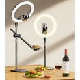thumbnail image 1 of ATKTTOP Overhead Phone Mount, Overhead Camera Stand[Anti-Shaking] with 10.5" Ring Light, Desk Stand for iPhone with Ring Light for Video Recording, Zo, 1 of 7