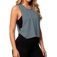 thumbnail image 3 of XINPING Workout Tank Shirts for Women, Quick Dry Ice Silk Athletic Crop Top, Loose Fit Lightweight Running Yoga Gym Shirts, 3 of 5