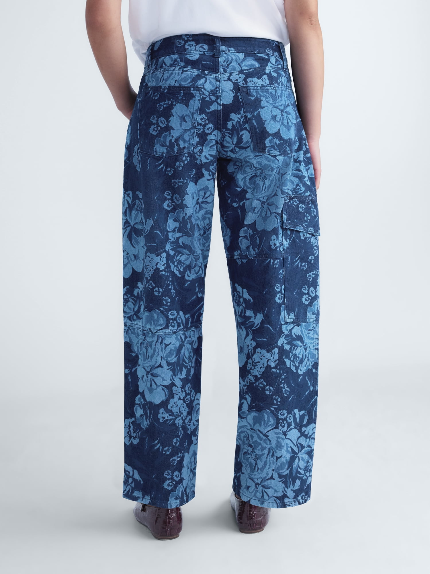 Free Assembly Women's and Women's Plus Print Barrel Jeans, 30" Inseam, Sizes 0-28W