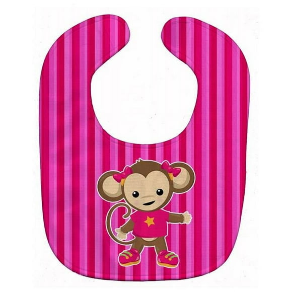 Carolines Treasures BB7020BIB Monkey on Pink Stripes Baby Bib