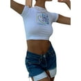thumbnail image 4 of goowrom  Women Crew Neck Short Sleeve Graphic Slim Fit Crop Tops, 4 of 10