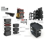 (2 pack) Hyper Tough Hyper Stack 32-Inch Wall Storage System, 6-Piece Set with Hooks and Bin, Black