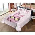 thumbnail image 4 of Ambesonne Emoji Fitted & Top Sheet Set with Shams, Easter Lover Bunny Character, Pale Rose Soft Pink White, 4 of 5
