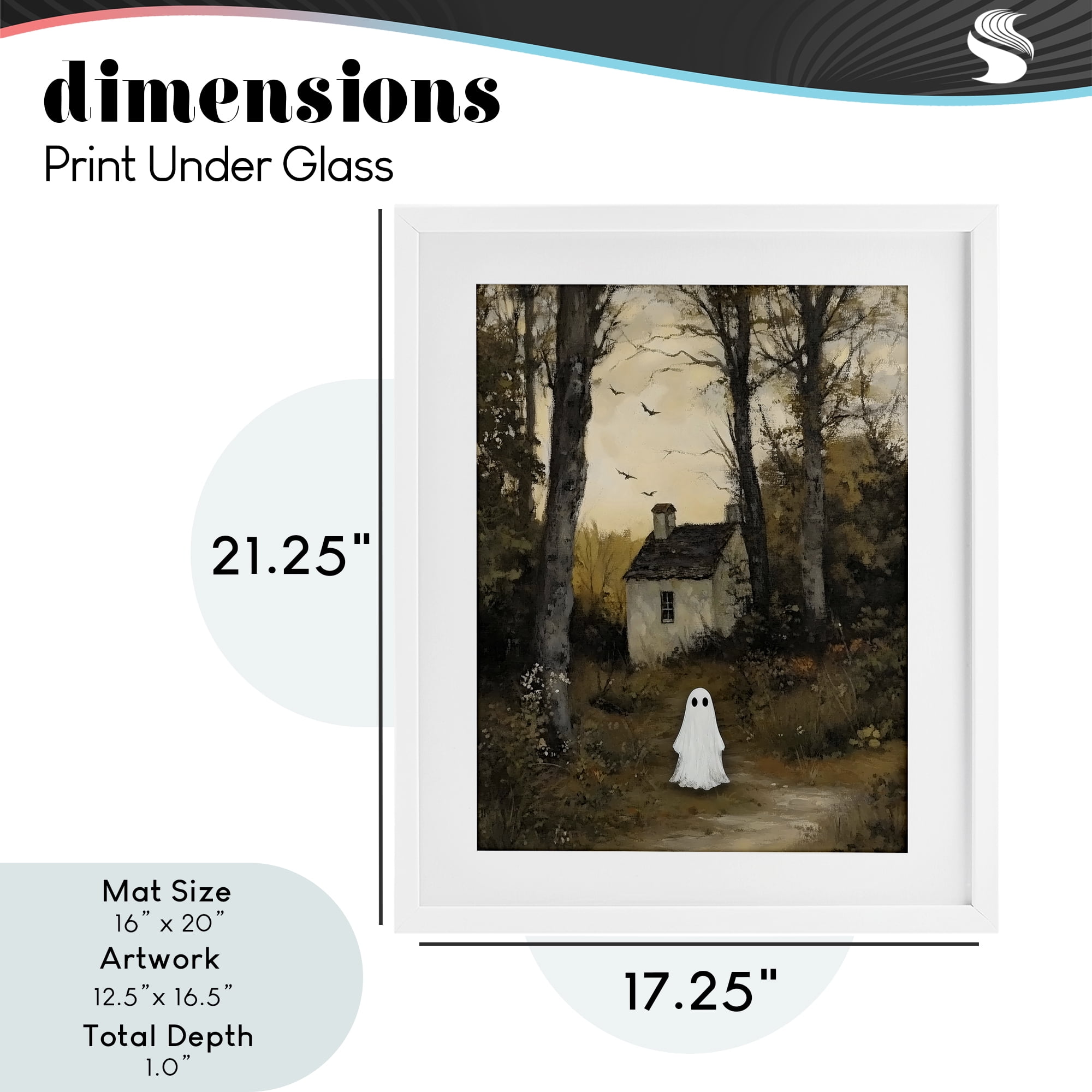Little Ghost in Cottage Forest White Framed Print Under Glass, design by Arlington Prints