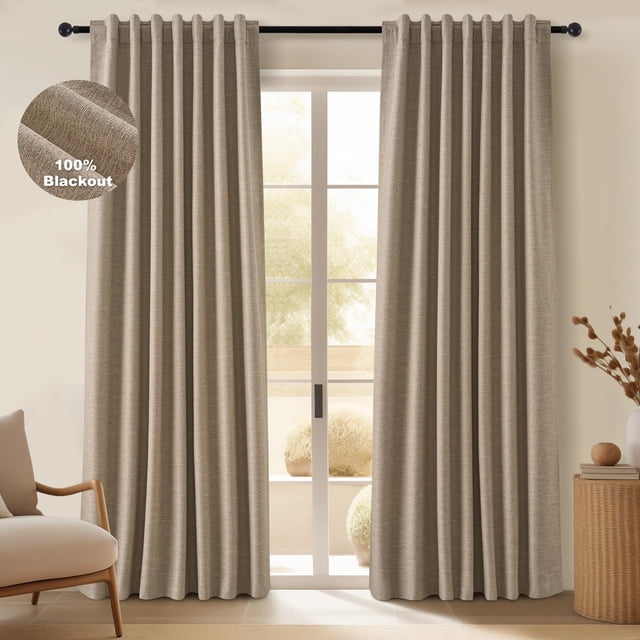 Cortinas Topfinel Blackout de lino, 260 x 260 cm, con ganchos, 2 paneles