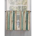 thumbnail image 3 of Tier Curtains 45 Inches Long, Farmhouse Teal Brown Window Treatment Curtain Drapes, Vintage Retro Ombre Wooden Window Half Privacy Curtains for Bedroom Bathroom, 42"x45", 2 Panels, 3 of 7