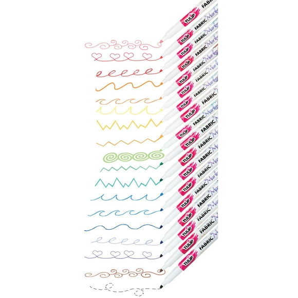 Tulip Writers Fabric Marker Set 20/Pkg-Fine Line Assorted Colors