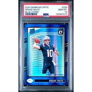Graded 2024 Panini Donruss Optic Drake Maye #229 Blue Hyper Rookie RC Football Card PSA 10 Gem Mint