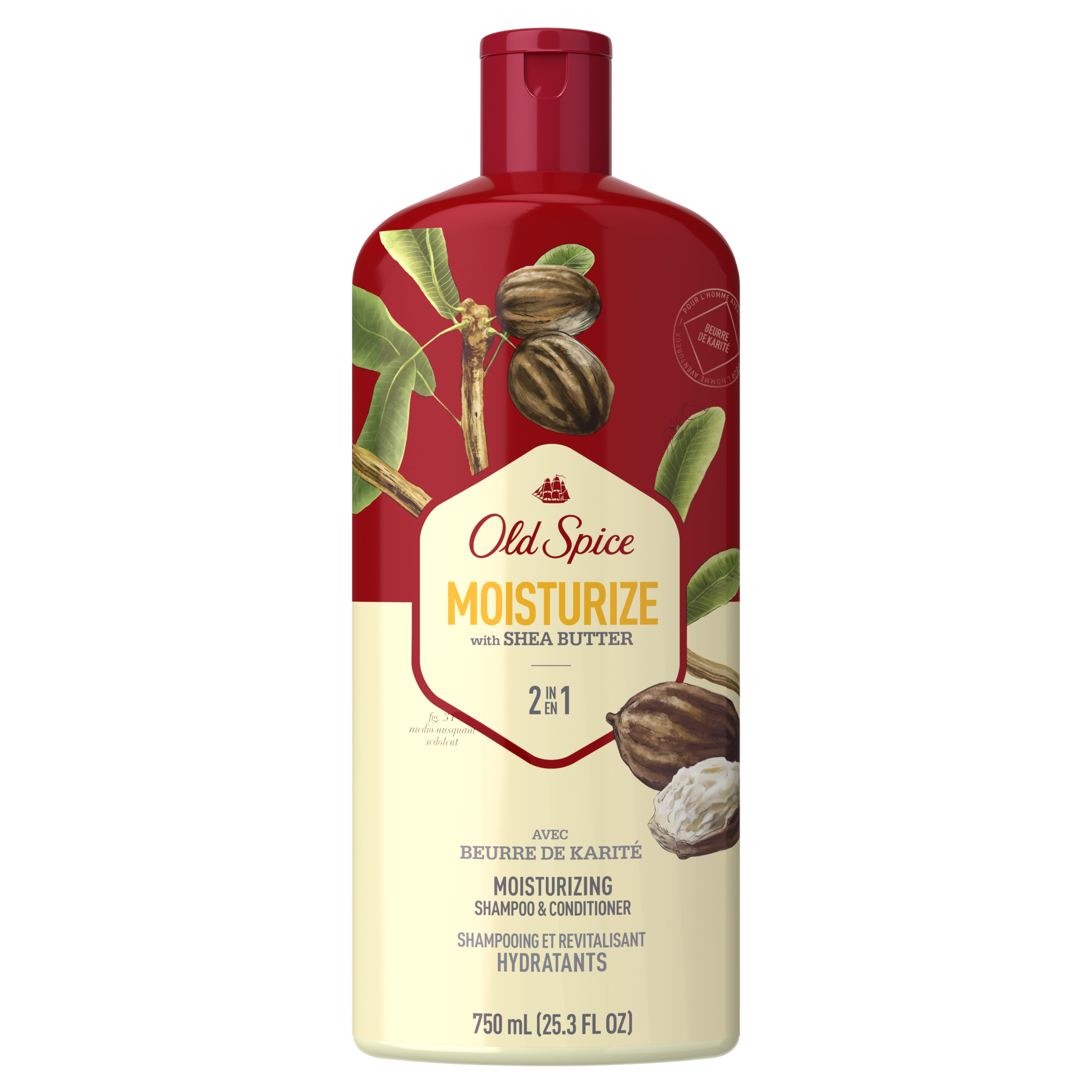 Old Spice 2in1 Moisturizing Shampoo & Conditioner for Men, Moisturize with Shea Butter, 25.3