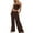 Brown, variant on HOWPAY Womens Sets 2 Piece Outfits Strapless Crop Tube Top Solid Color Wide Leg Pants Lounge Sets Loose Fit Comfy Soft Y2K Sweatsuits Black L