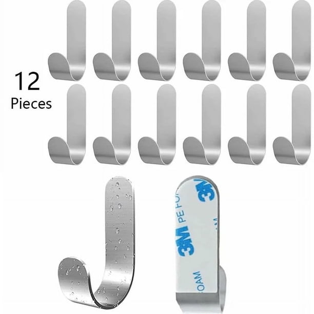 12 piezas de pegatinas adhesivas 3M para ganchos de pared de baño, toallero impermeable para dormitorio, baño, cocina, albornoces colgantes de techo