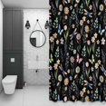 thumbnail image 3 of Spring Flowers Shower Curtain for Bathroom, Watercolor Pink White Floral Leaf Butterfly Dragonfly Black Waterproof Cloth Fabric Bathroom Accessories Set with 12 Rust Proof Plastic Hooks, 66"x72", 3 of 9