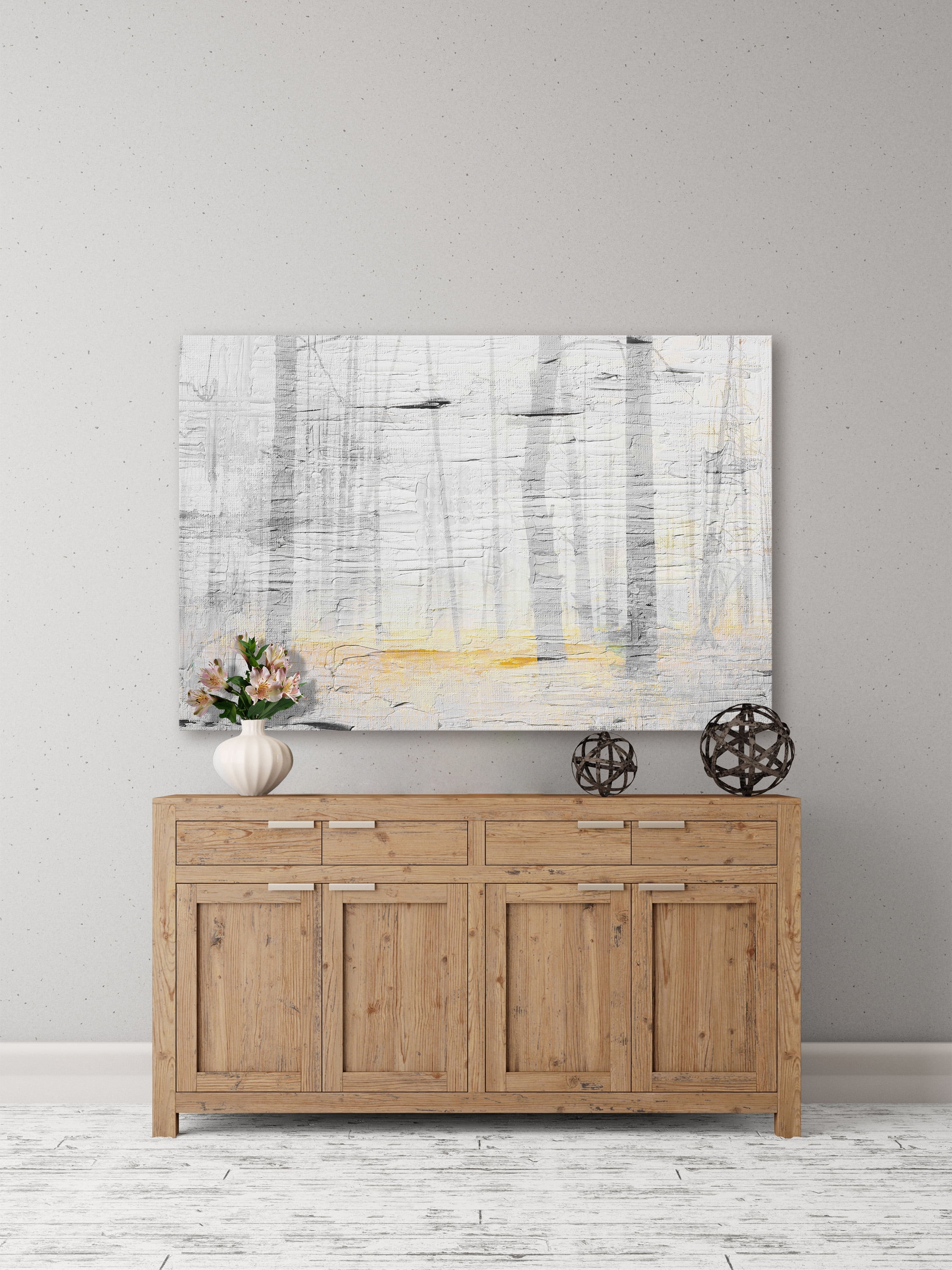 "Trees on Golden Ground" Painting Print on Wrapped Canvas
