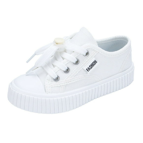 Shoes for Toddler Boys Children's Solid Color Lightweight Sports Shoes Slip on Casual Skin Friendly Breathable Sneaker Kids Basketball Shoes White 6 Years