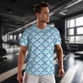 thumbnail image 3 of Wukai Blue Fish Scale Texture Print Men's Short-Sleeved Mesh T-Shirt,Quick-Dry Short Sleeve Workout T-Shirt-Small, 3 of 8