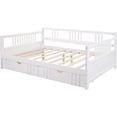 thumbnail image 4 of Wood Daybed with Rails Twin Bed Wooden Slats Support Modern Living Daybed (Full with Drawers, White), 4 of 8