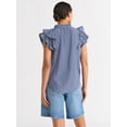 thumbnail image 3 of Free Assembly Women's and Women's Plus Size Button Front Ruffle Shirt, Sizes XS-4X, 3 of 5