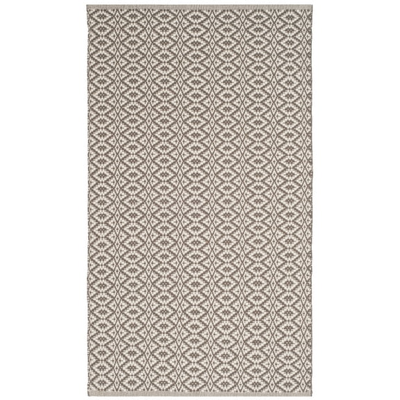 SAFAVIEH Montauk Corrine Geometric Cotton Area Rug, Ivory/Grey, 3' x 5'