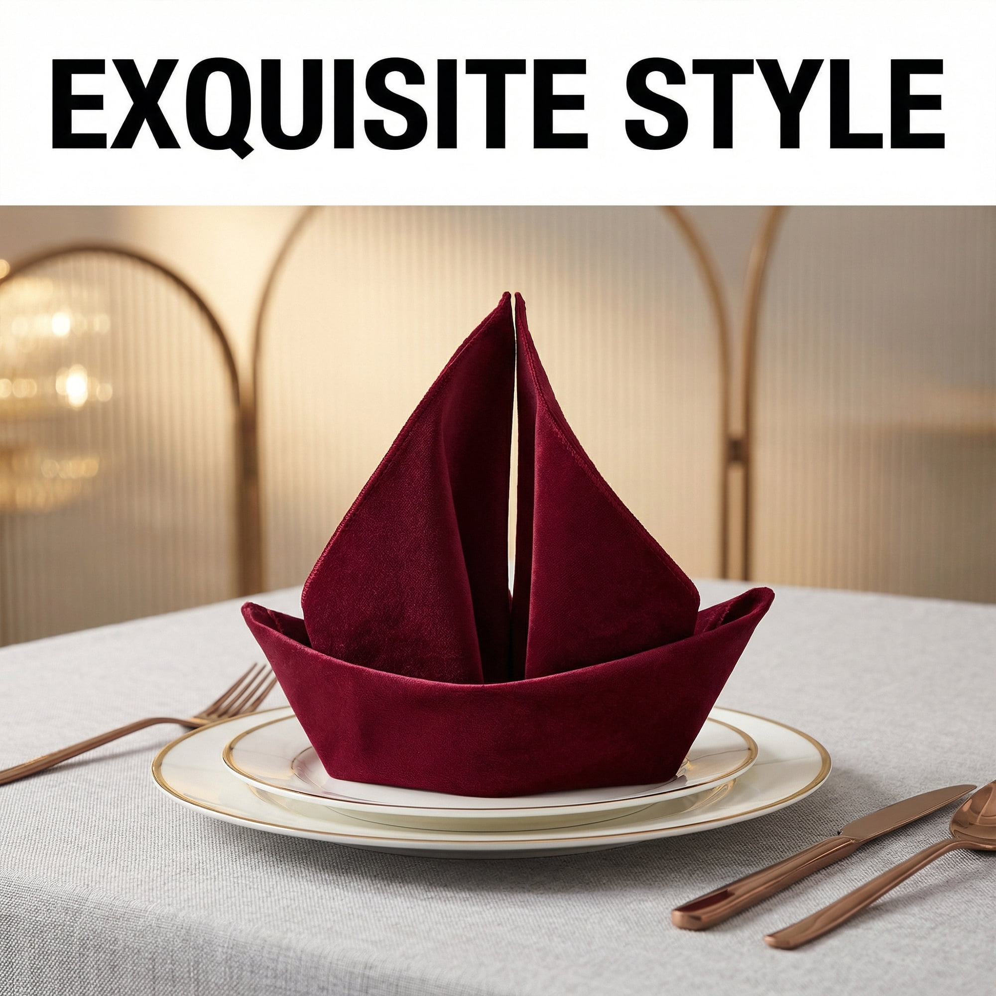 Unique Bargains 12 Pack Soft Durable Velvet Cloth Napkins for Parties Burgundy 18"x18"