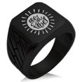 thumbnail image 1 of Stainless Steel Good Vibes Sun Geometric Pattern Biker Style Polished Ring, 1 of 1