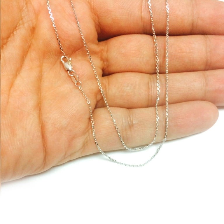JewelStop 14k Solid White Gold 1.1 mm Cable Chain Necklace JewelStop 14k Solid White Gold 1.1 mm Cable Chain Necklace