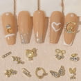 thumbnail image 1 of dianhelloya Nail Art Supplies 10Pcs Manicure Decor Three-dimensional Shining Sparkling DIY Rust-proof Fake Pearls Gold Heart Bow Fake Diamonds Nail Charm Nail Salon Supply, 1 of 8