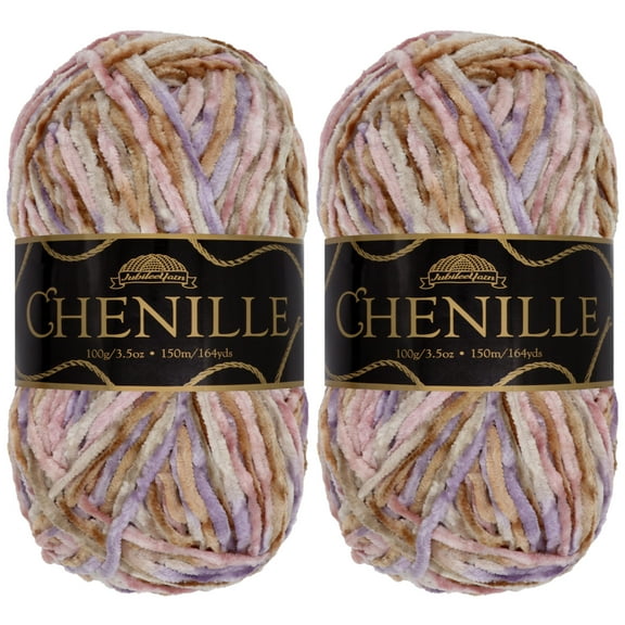 JubileeYarn Chenille Yarn - Worsted Polyester - 100g/Skein - Xangdu - 2 Skeins