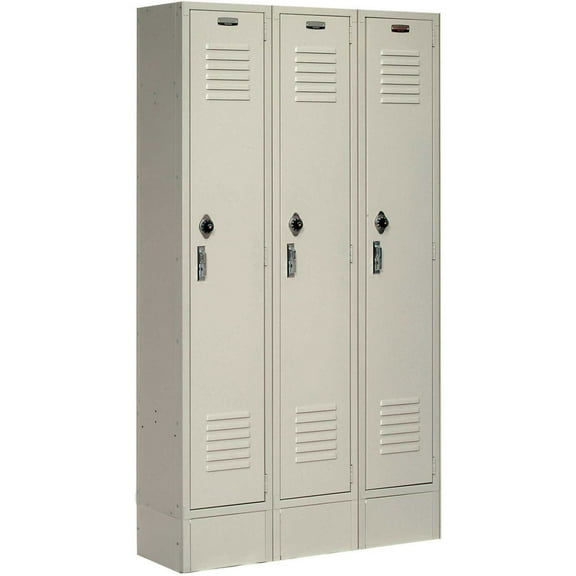 Global Industrial 652065TN 12 x 18 x 60 in. Single Tier Paramount Locker with 3 Door Ready to Assemble, Tan