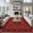 thumbnail image 3 of Large Area Rugs for Living Room Bedroom, Red Boho 8'x10' Rug Washable Carpet Runner Indoor Outdoor, Country Tribe Ethnic Geometric Stripes Art Non Slip Floor Mats Rug for Kitchen, Patio, 3 of 8